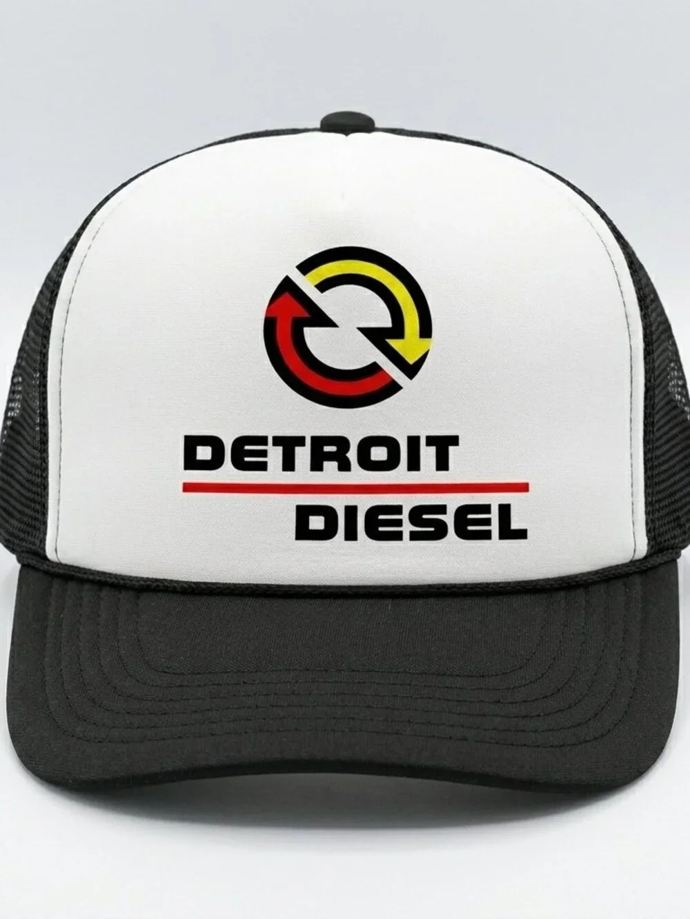 Detroit Diesel Printed Black White Foam Rope Snapback Hat Semi Truck New Retro